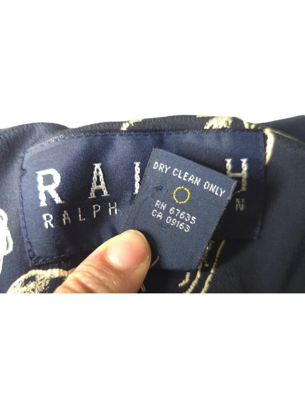 Ralph Lauren Navy Floral Sleeveless Dress Size 8 V-Neck 76% Acetate 20% Silk 4% - Picture 13 of 15
